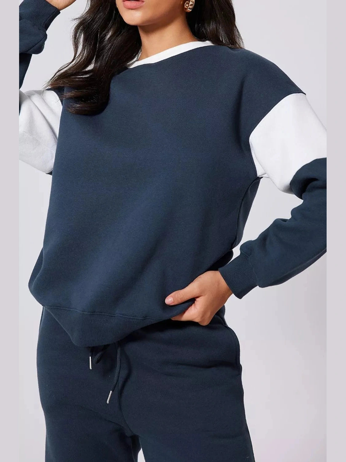 Drop Shoulder Loose Sweatshirt and Joggers Active Set nicholesgifts