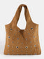 Fame Large Grommeted Suede Shoulder Bag nicholesgifts