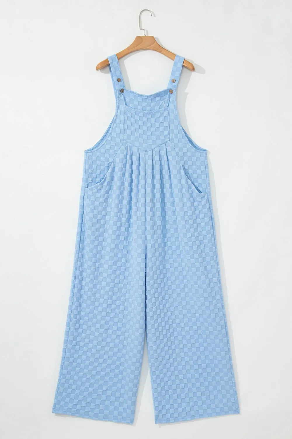 Checkered Pocketed Wide Leg Overalls Trendsi