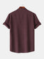 Men's Casual Linen Blend Mandarin Collar Short Sleeve Henley Shirt nicholesgifts