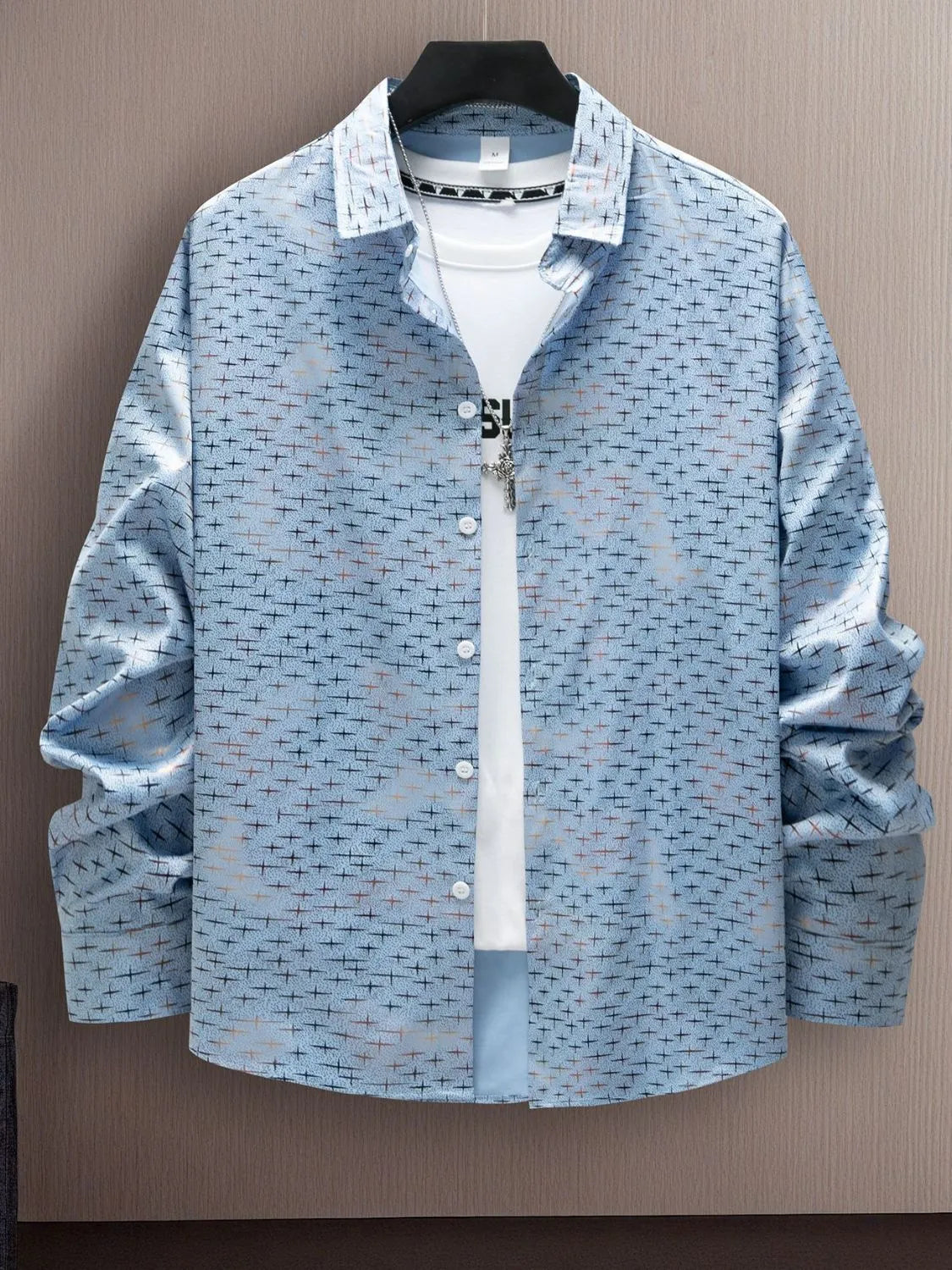 Men's Full Size Collared Neck Long Sleeve Shirt Plus Size NicholesGifts