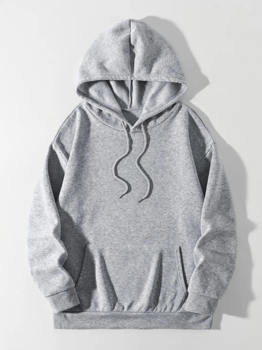 Drawstring Dropped Shoulder Hoodie Trendsi