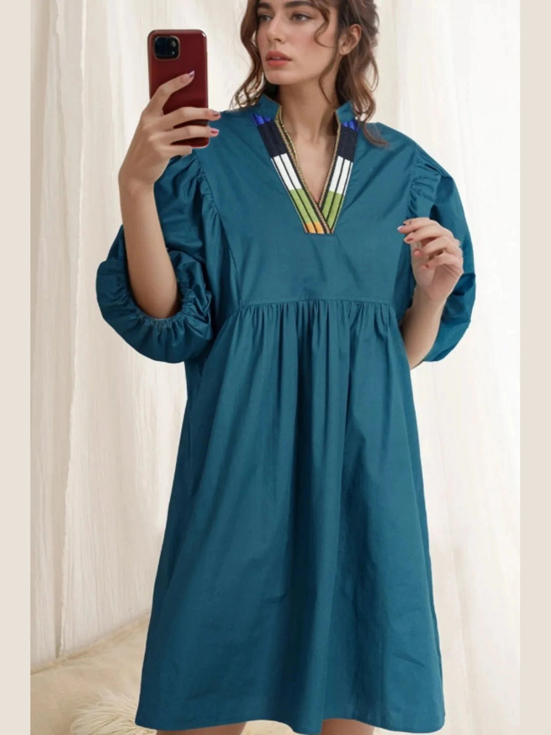 Loose Fit Puff Sleeve Mini Dress NicholesGifts