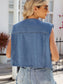 Pocketed Button Up Sleeveless Denim Jacket nicholesgifts