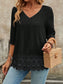 Lace Hem V-Neck Blouse nicholesgifts