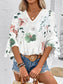 Ruffled Printed V-Neck Half Sleeve Blouse nicholesgifts