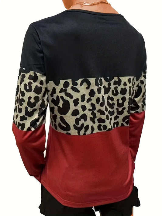 Crisscross Color Block Long Sleeve T-Shirt nicholesgifts