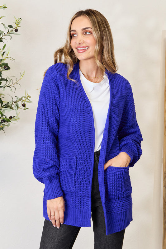 Zenana Full Size Waffle-Knit Open Front Cardigan nicholesgifts