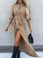 Button Front Long Sleeve Shirt Dress nicholesgifts