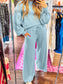Women Drop Shoulder Puff Sleeve Crop Top and Drawstring Wide Leg Pants Set nicholesgifts