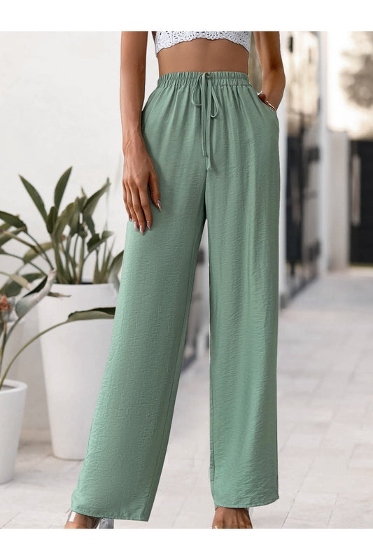 Women Tied High Waist Wide Leg Pants nicholesgifts