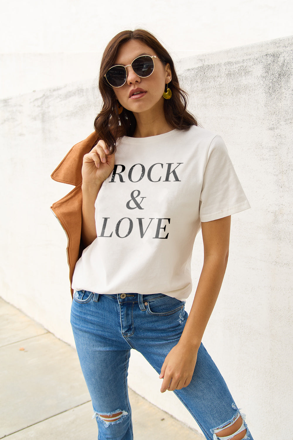 Simply Love Full Size ROCK ＆ LOVE Short Sleeve T-Shirt nicholesgifts