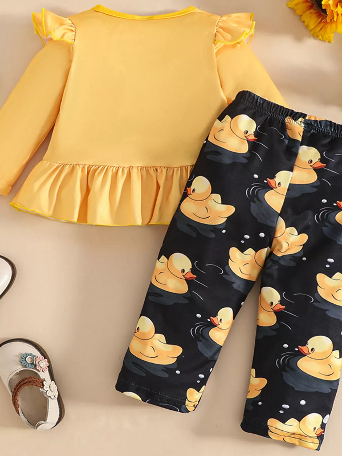 Children's Cute Duck Print Long Sleeve Top and Pants Set NicholesGifts