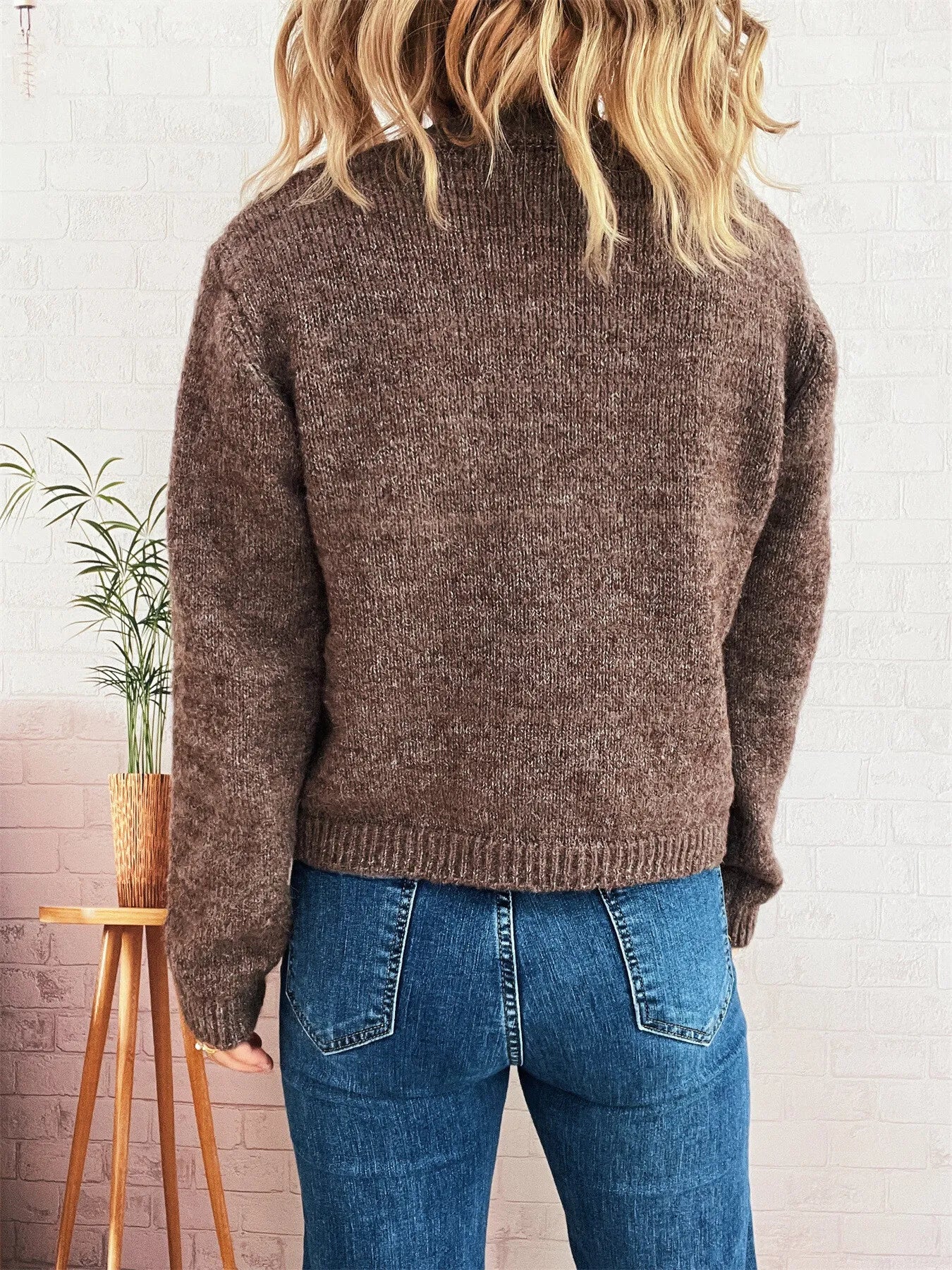 Button-Up Ribbed Hem Cardigan with Chest Pocket