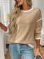 Ribbed Contrast Trim Long Sleeve Top nicholesgifts