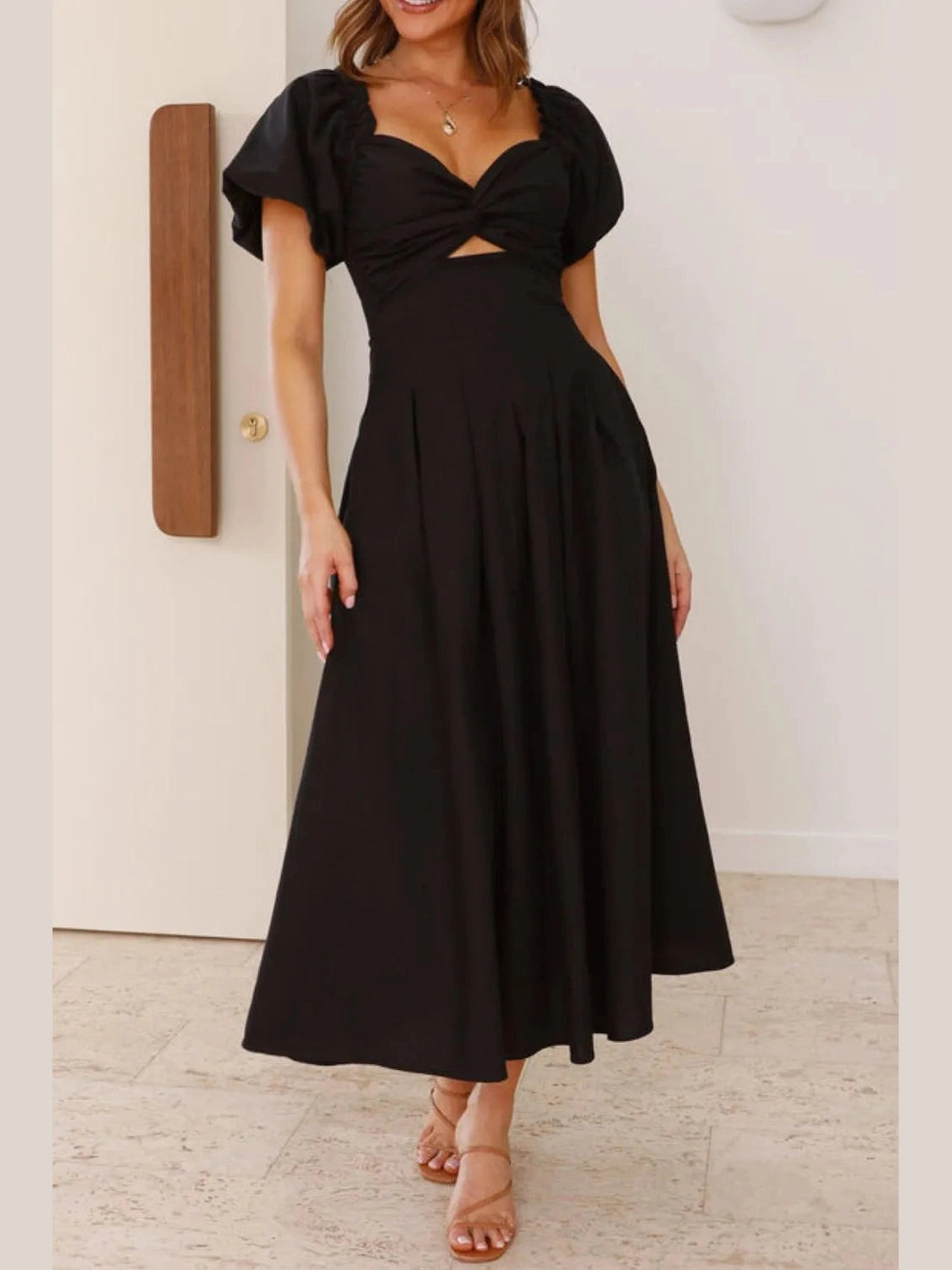 Sweetheart Neck Puff Sleeve Dress NicholesGifts