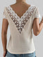 Lace Detail V-Neck Short Sleeve Blouse nicholesgifts