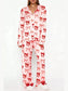 Bow Print Top and Wide Leg Pants Lounge Set nicholesgifts