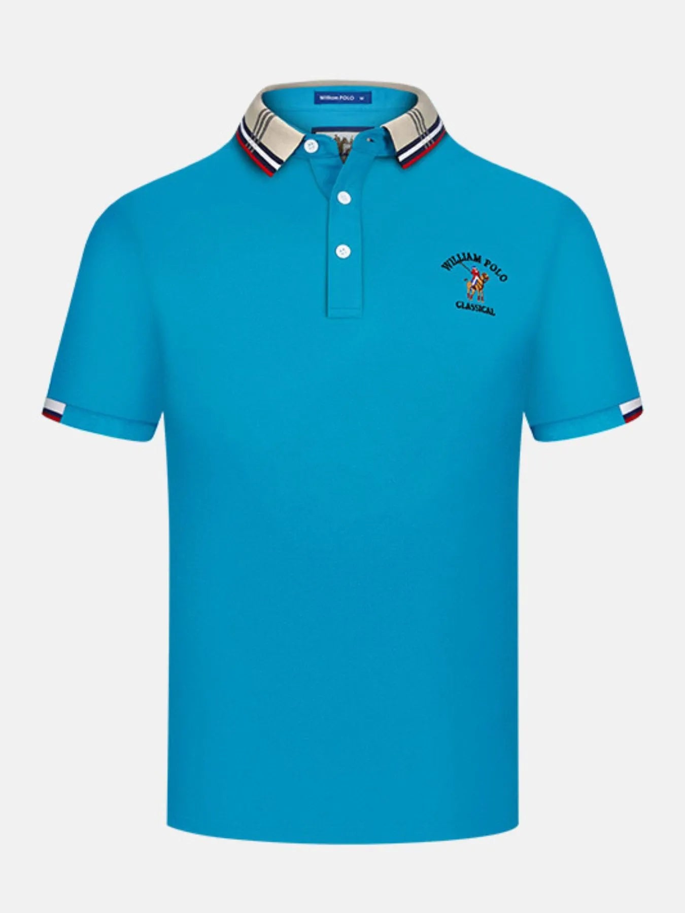 Men's Plus Size Striped Collared Short Sleeve Embroidered Polo NicholesGifts