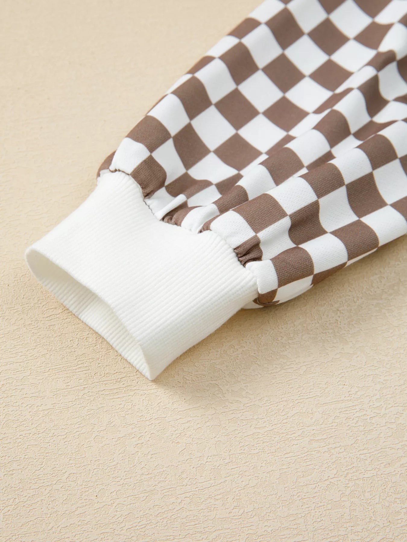 Checkered Print Polo Collar Cropped Long Sleeve Top and Drawstring Mini Skirt Set Trendsi