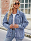Button Up Denim Jacket with Pockets Trendsi