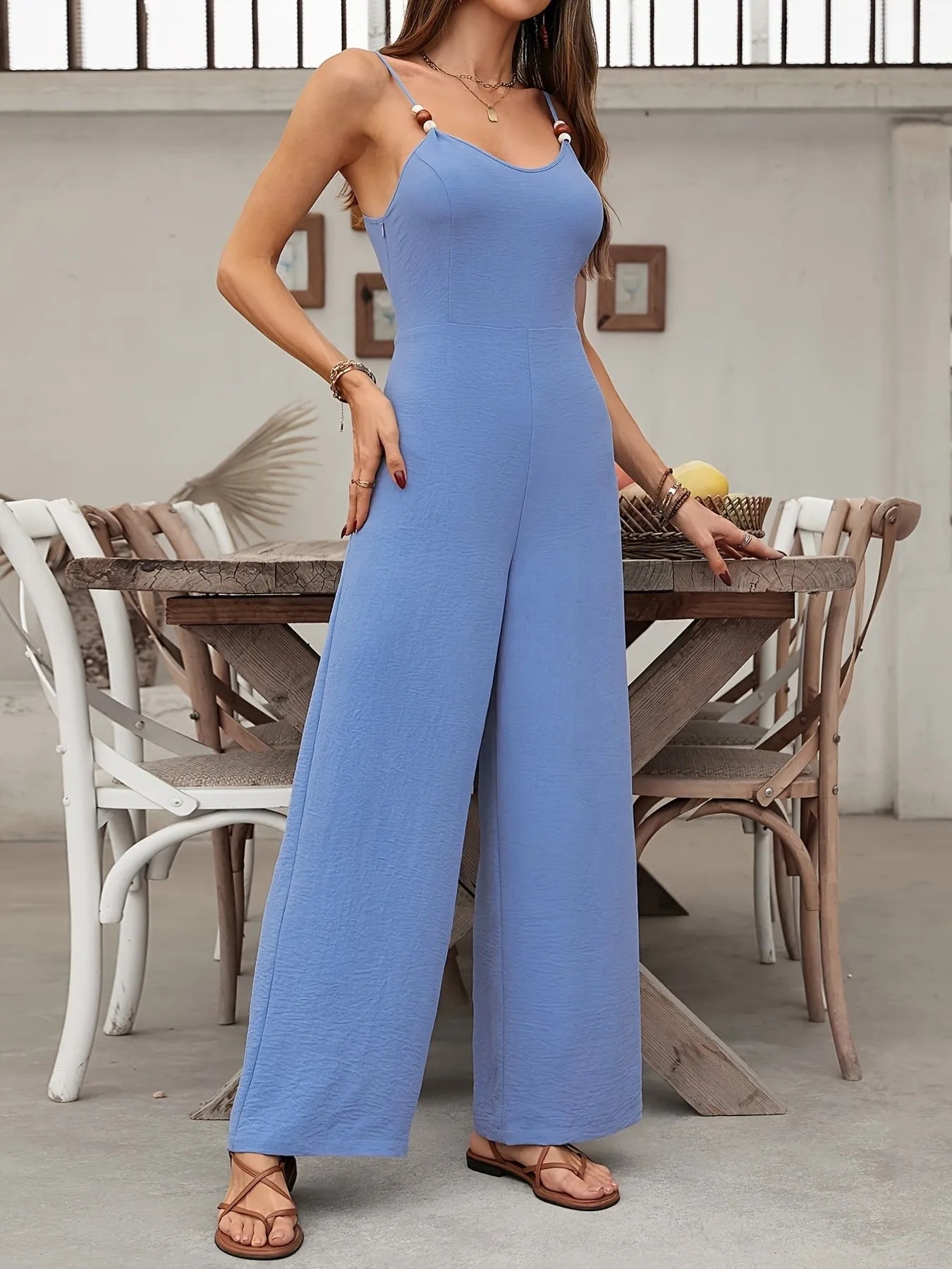 Spaghetti Strap Wide Leg Jumpsuit nicholesgifts
