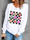 Women Valentine's Day Checkered Heart Long Sleeve Sweatshirt nicholesgifts