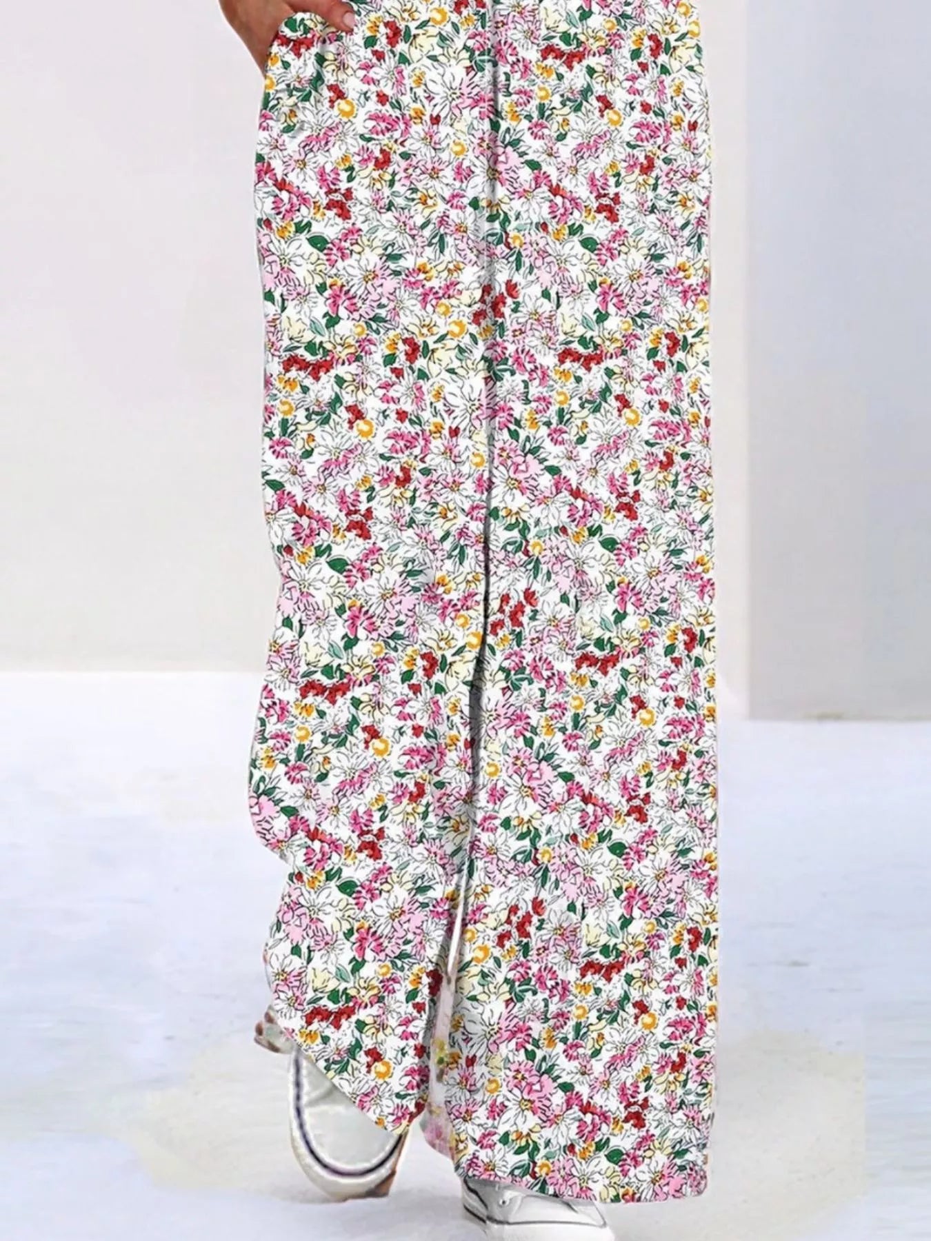 Full Size Floral Print Wide Leg Casual Jumpsuit Plus Size nicholesgifts