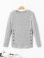 Decorative Button Round Neck Long Sleeve Top nicholesgifts