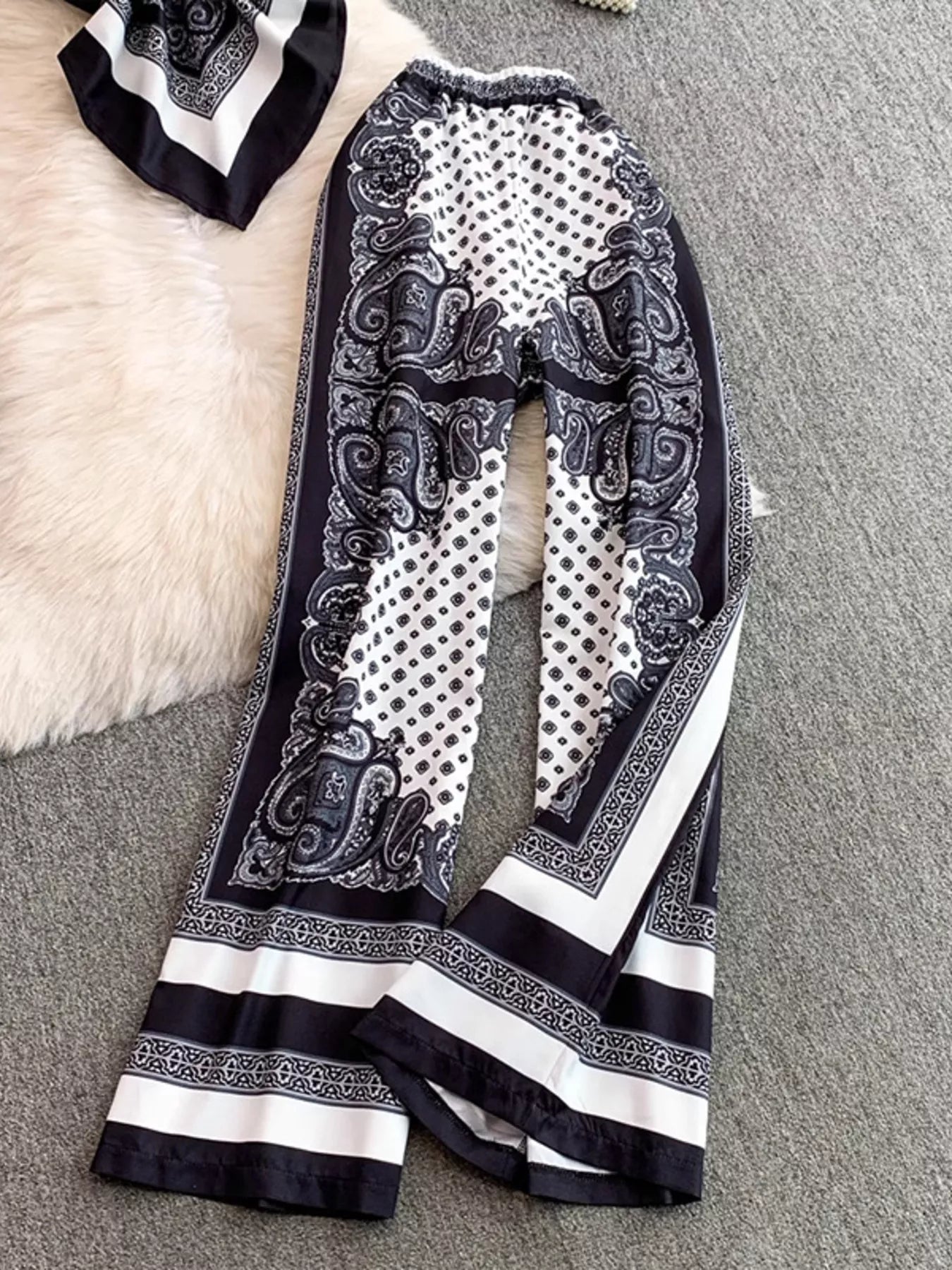 Tie Back Printed Cami and Pants Set Trendsi