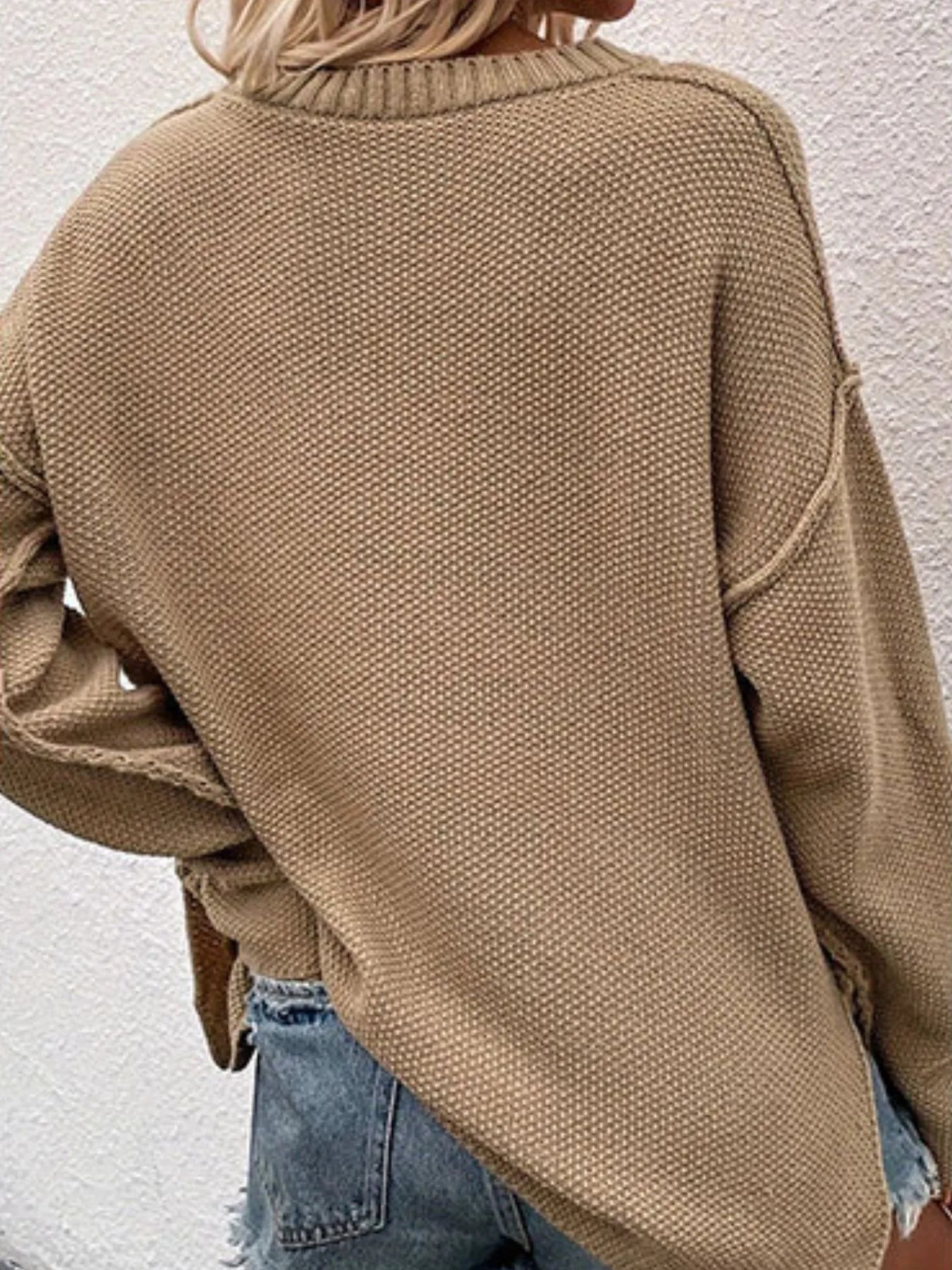 Women Button Detail Long Sleeve Knit Top