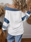 Color Block Striped Johnny Collar Sweatshirt nicholesgifts