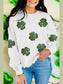 Sequin Lucky Clover Long Sleeve Sweatshirt Trendsi