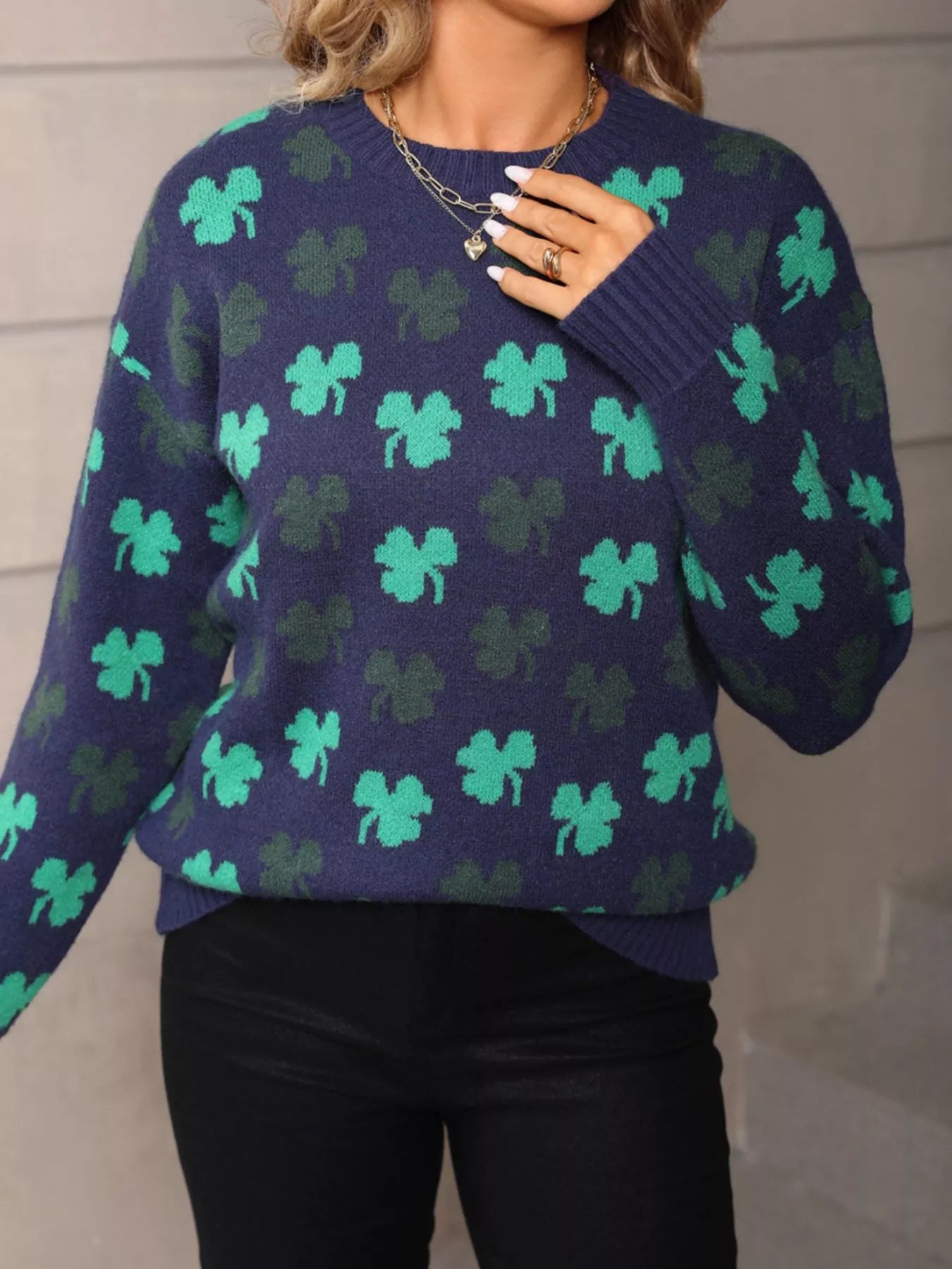 Lucky Clover Crew Neck Sweater nicholesgifts