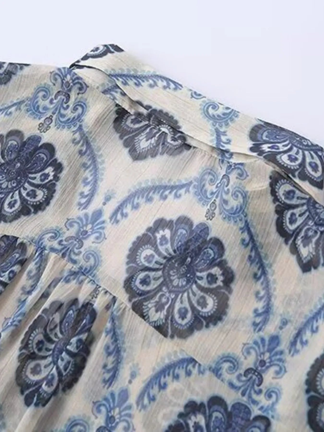 Printed Button Up Long Sleeve Dress NicholesGifts