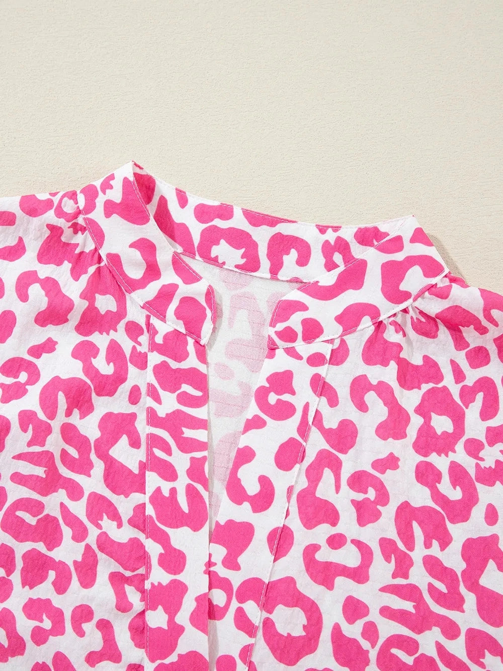 Leopard Notched Long Sleeve Shirt Dress