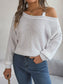 Asymmetrical Neck Long Sleeve Sweater nicholesgifts