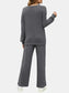 Round Neck Long Sleeve Top and Pants Set nicholesgifts