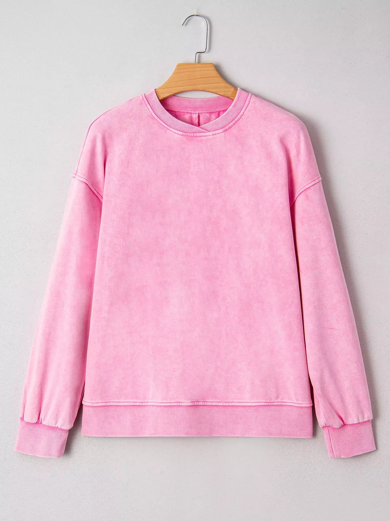 Mineral Wash Crossed Crew Neck Drop Shoulder Loose Sweatshirt Trendsi