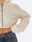 Zip Up Long Sleeve Hooded Cropped Jacket nicholesgifts