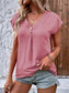 Decorative Button V-Neck Short Sleeve Blouse nicholesgifts