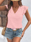Women Textured V-Neck Cap Sleeve Blouse nicholesgifts