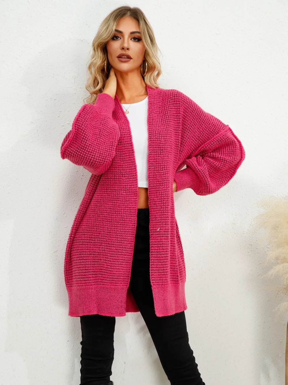 Open Front Dropped Shoulder Cardigan nicholesgifts