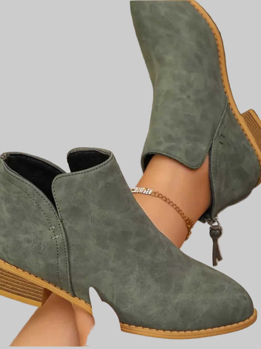 Women Point Toe Block Heels Boots nicholesgifts