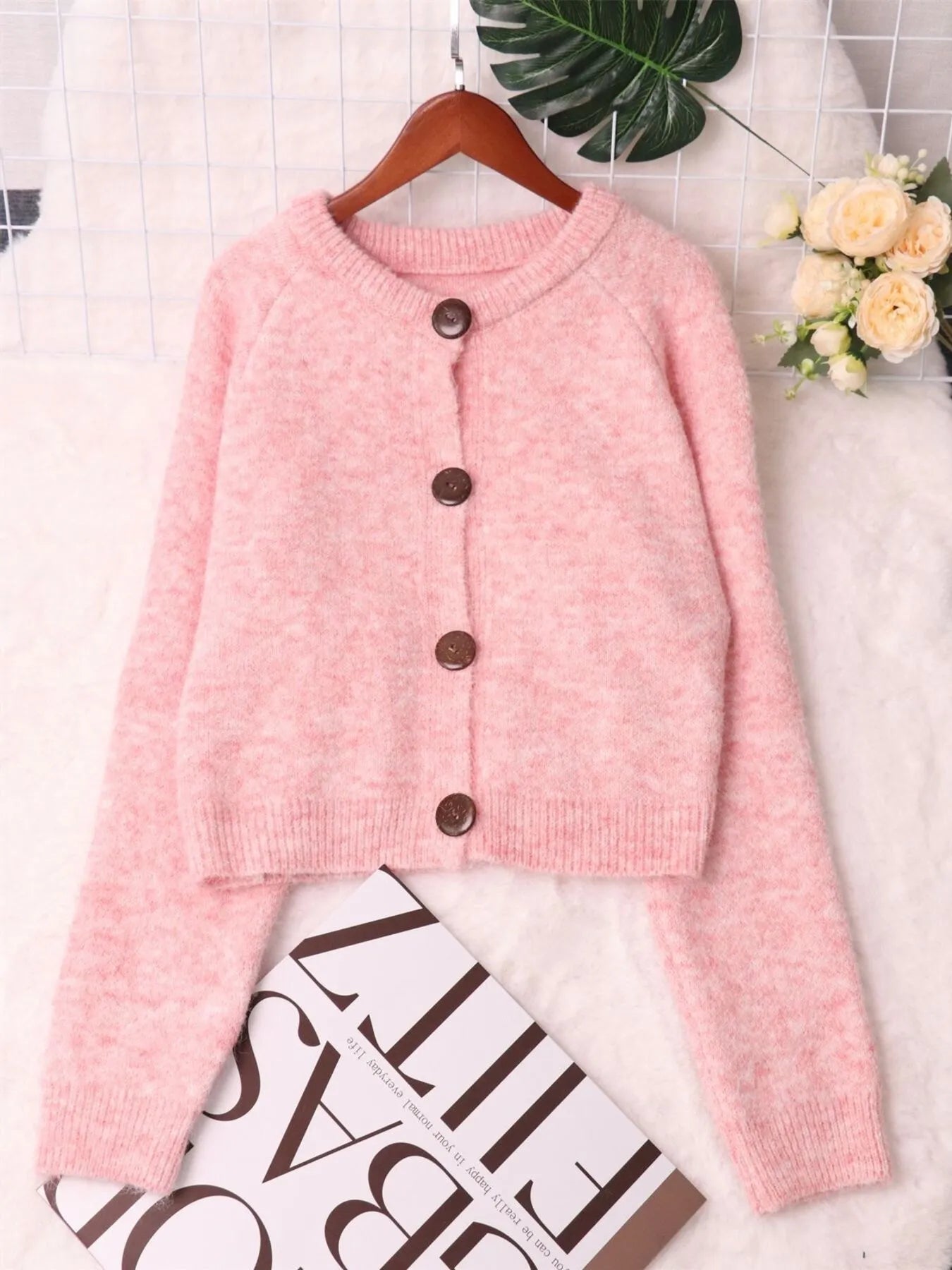 Button-Up Raglan Sleeve Cardigan