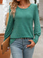 Women Decorative Button Round Neck Long Sleeve T-Shirt nicholesgifts