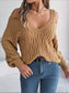 Cable-Knit Cold Shoulder Long Sleeve Sweater nicholesgifts