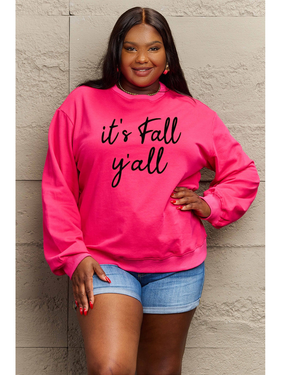 Simply Love Full Size IT'S FALL Y'ALL Graphic Sweatshirt nicholesgifts