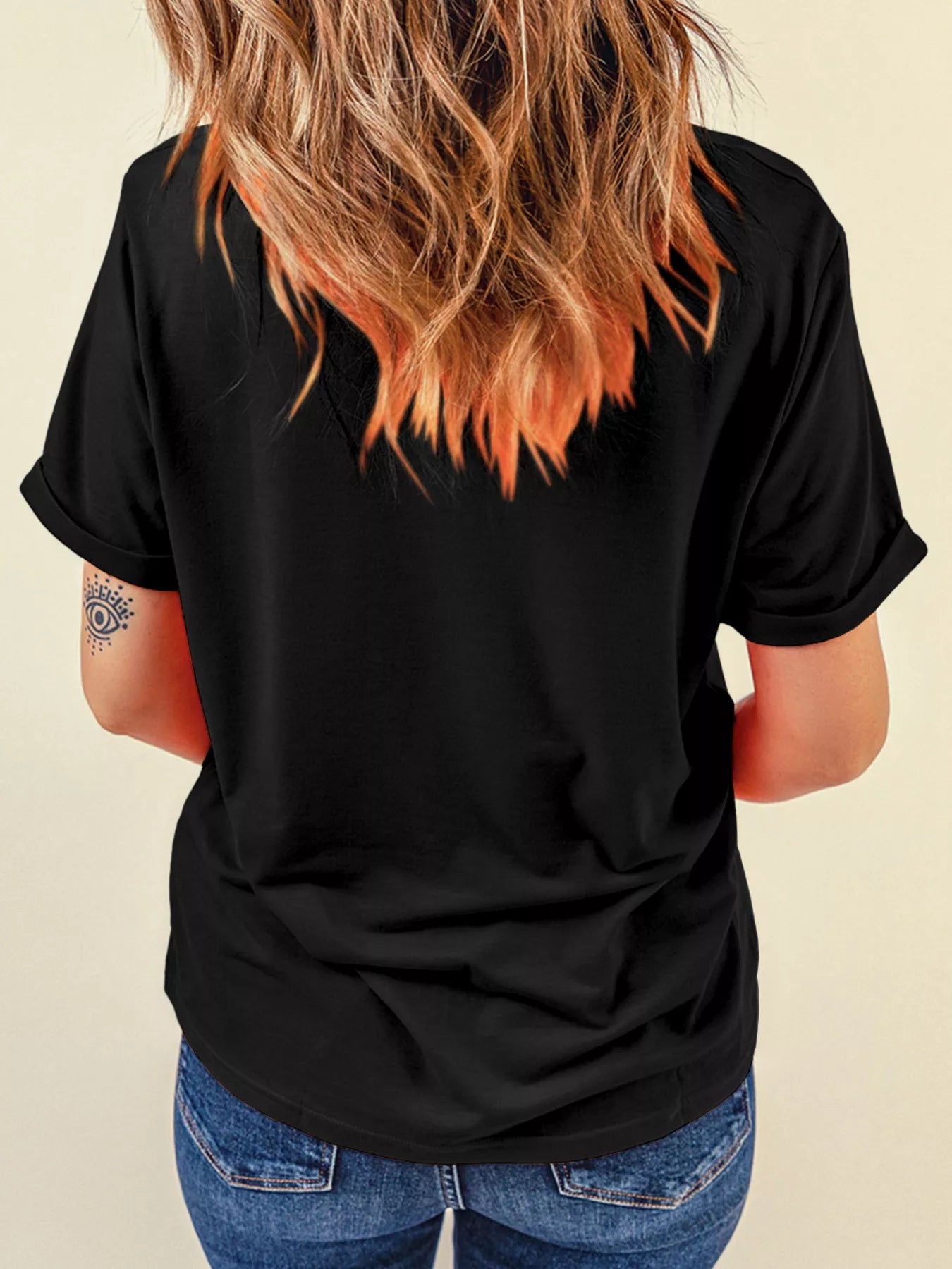 Halloween Skull Checkerboard Graphic Round Neck Tee