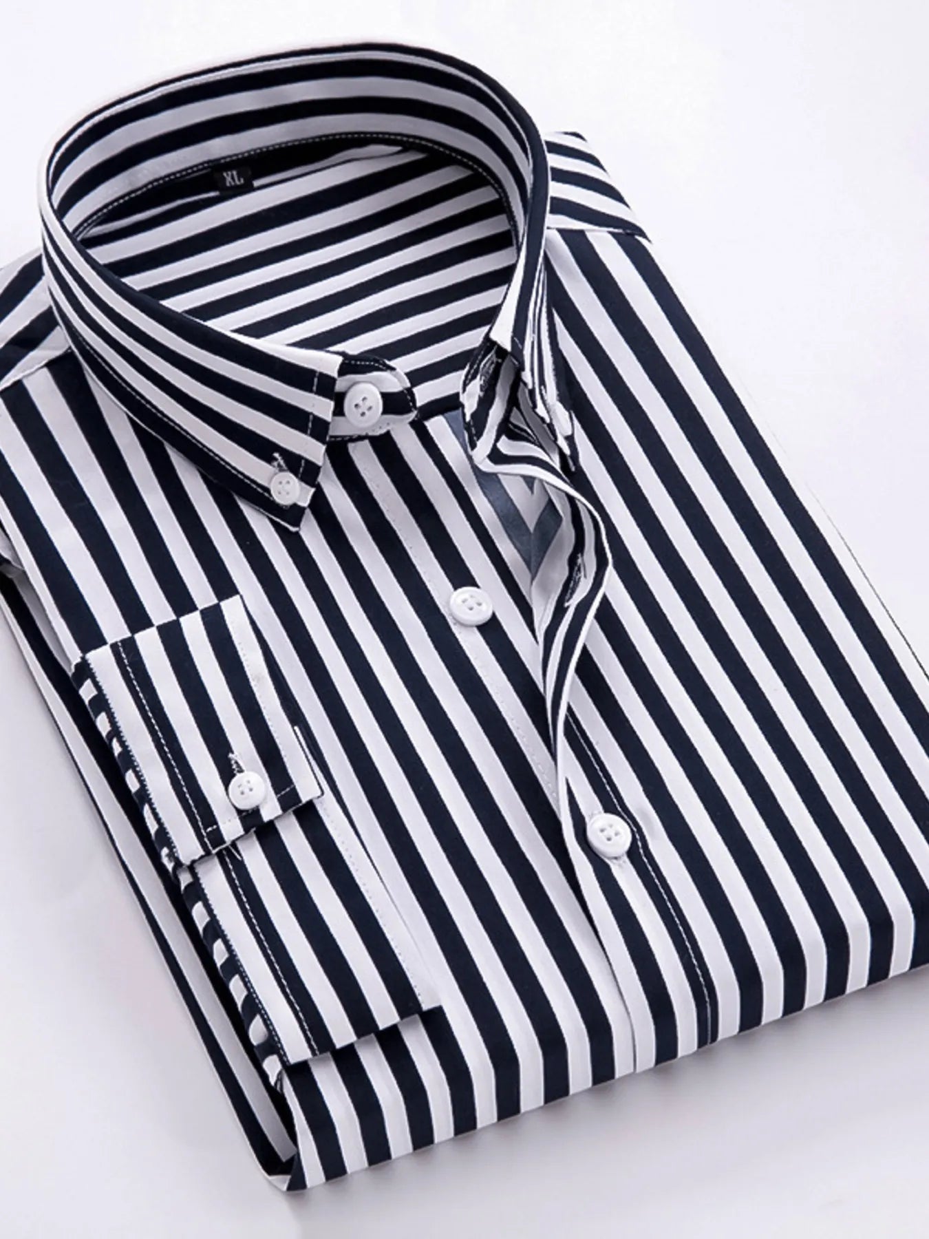 Men's Plus Size Striped Button Up Long Sleeve Shirt NicholesGifts